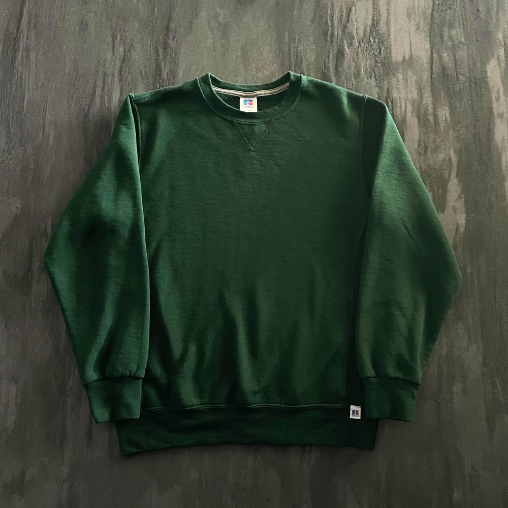Modern Solid Crewneck Sweatshirt Mens Size M Green 2020s Russell Athletic